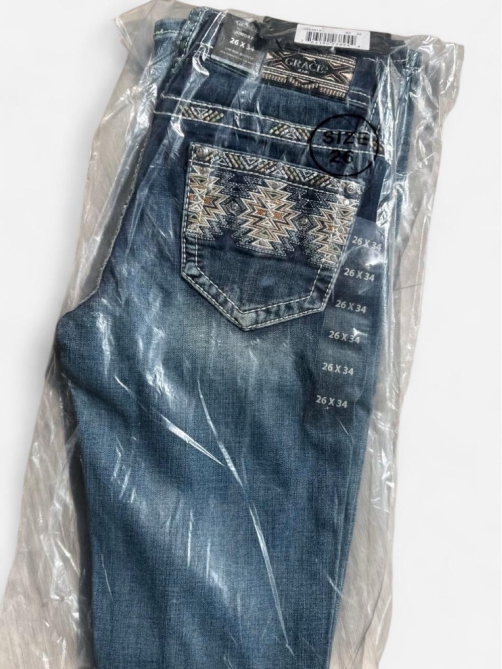 Grace in LA Women's Dark Indigo Skinny Jeans with Embroidered Pocket - Picture 2 of 3